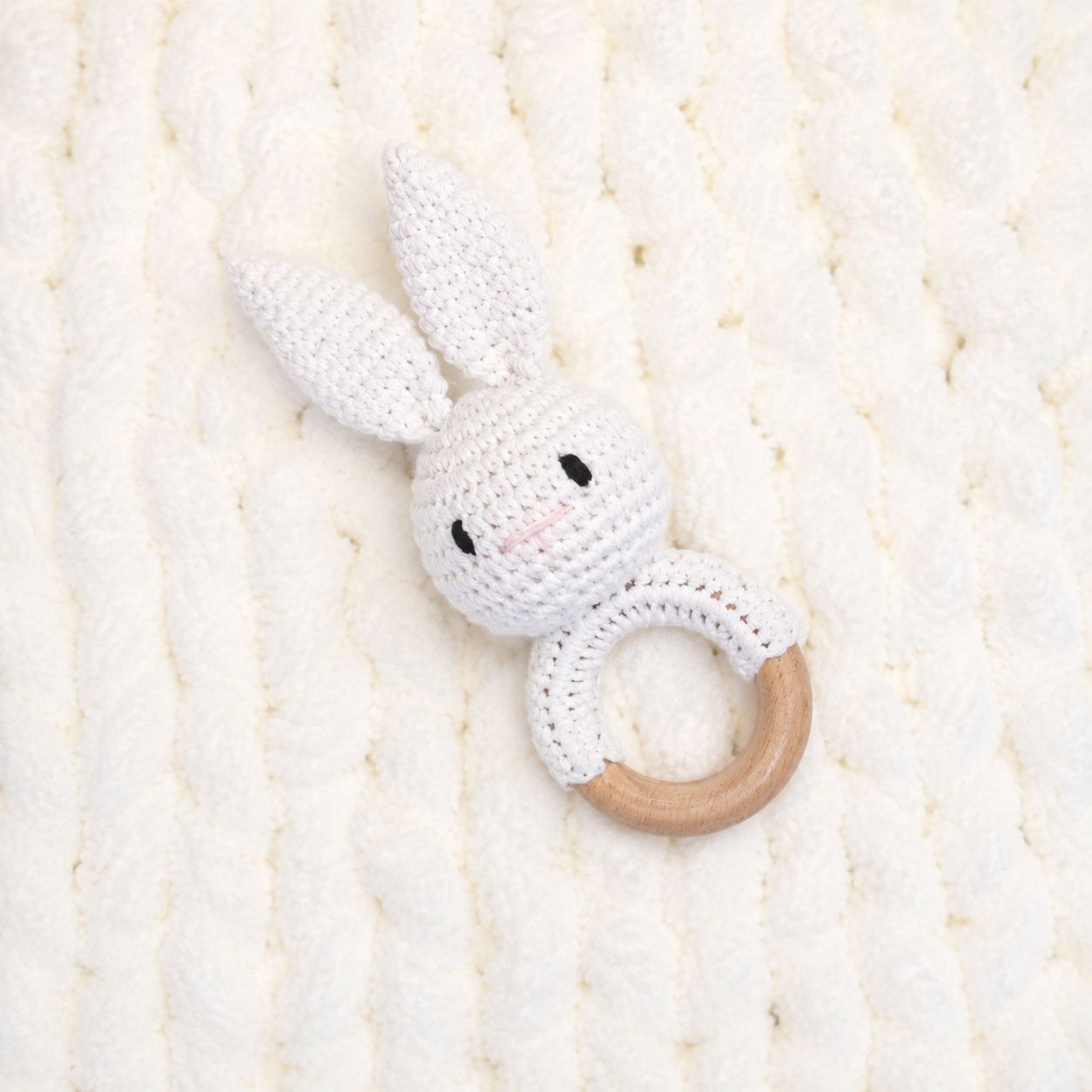 White Bunny Rattle