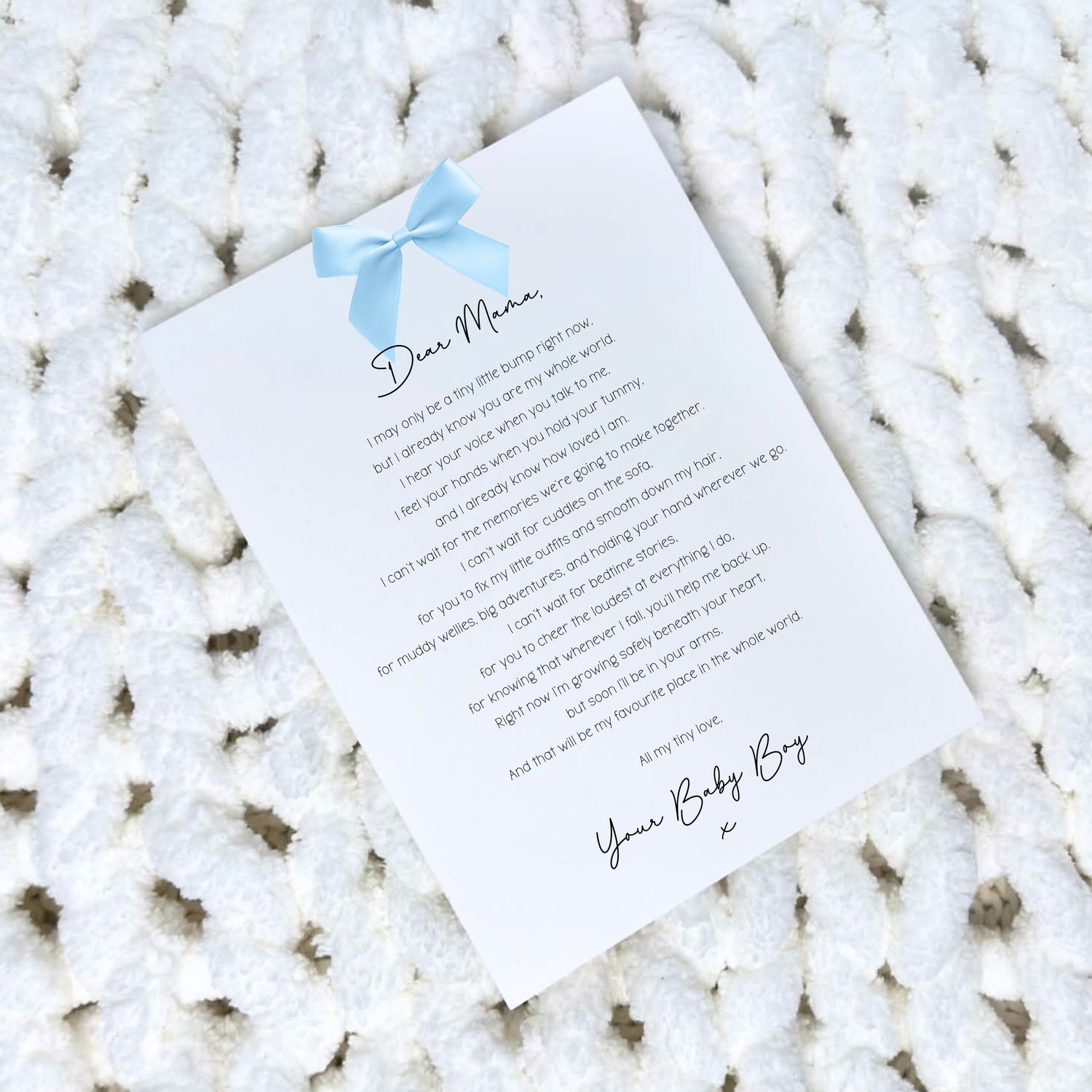 ‘Dear Mama’ Keepsake Poem Print – Baby Boy