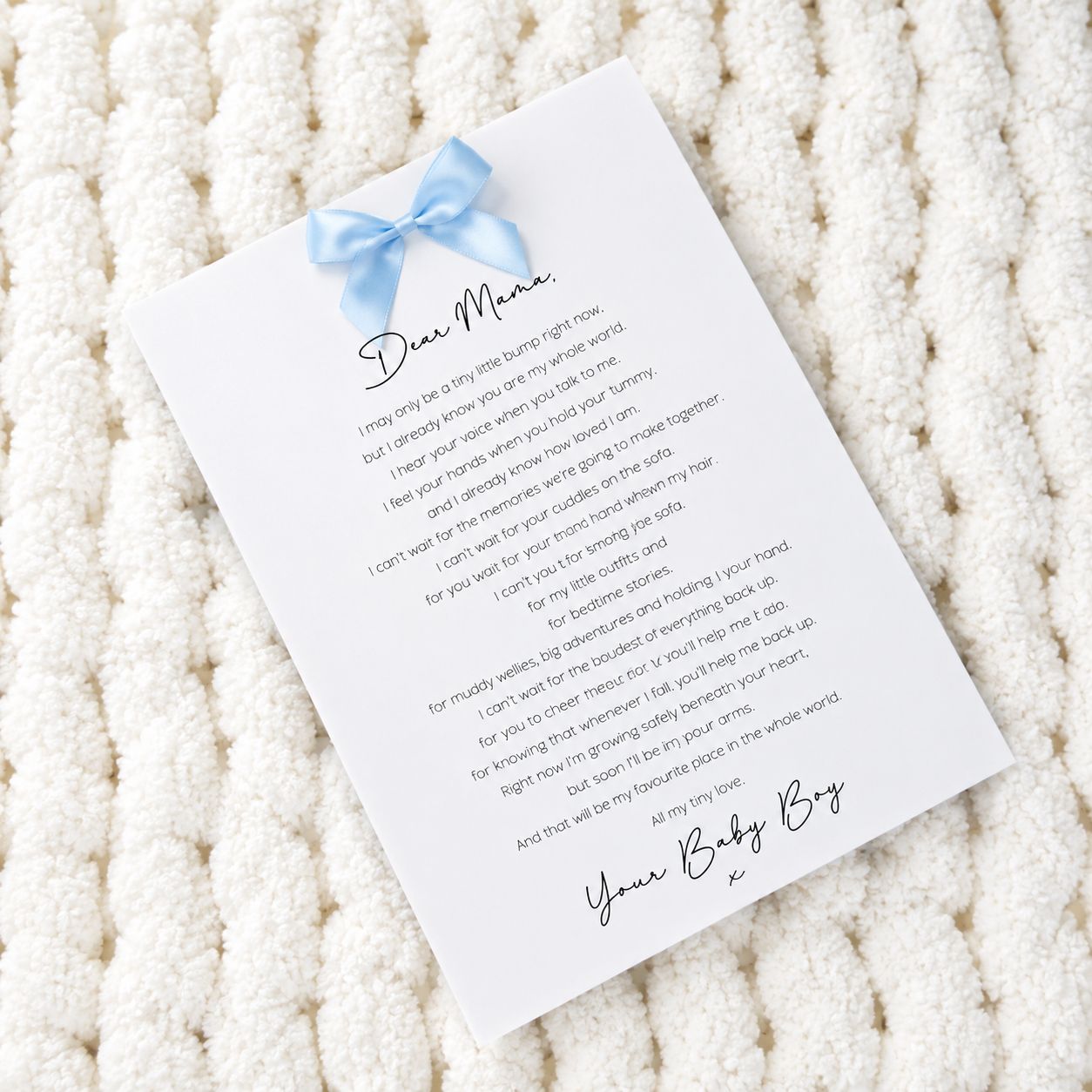 ‘Dear Mama’ Keepsake Poem Print – Baby Boy