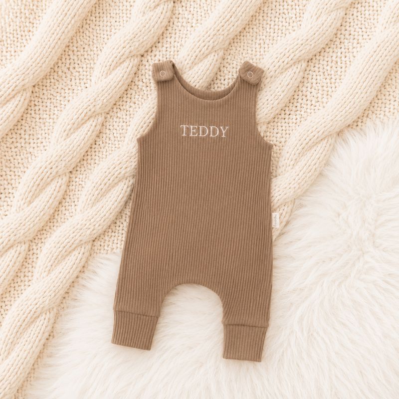 Personalised Baby Dungarees - Brown