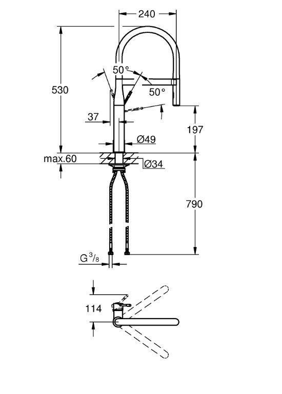 Keukenkraan Grohe Essence Supersteel