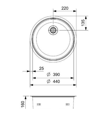 Spoeltafels: onderbouwspoeltafel inox rond Reginox R18 390 OSK