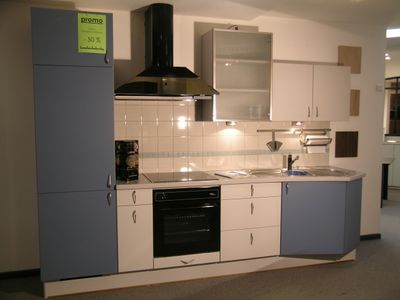 Keuken Como lichtgrijs combi rookblauw