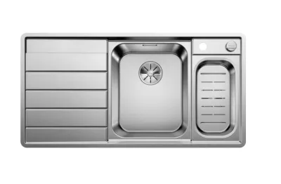 Spoeltafels: inbouw of vlakbouwspoeltafel inox met verlek links Blanco Axis III 6 S-IF