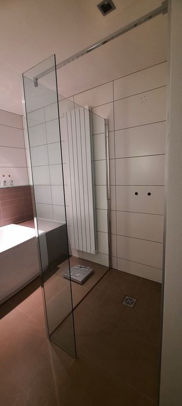 Sanitair: glazen douchewand helder glas profielen glanzend chroom