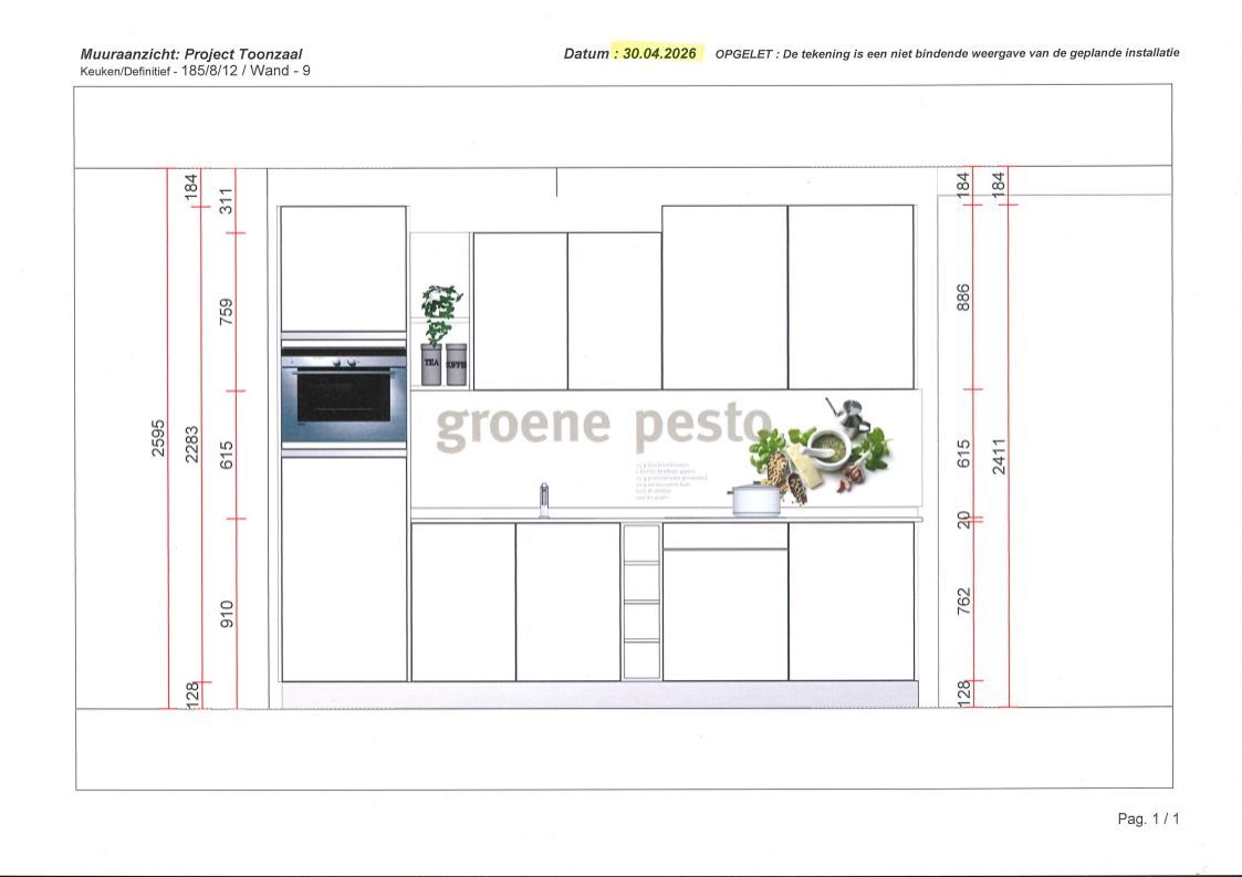 Keuken greeploos structuur wit KH met Tip-On
