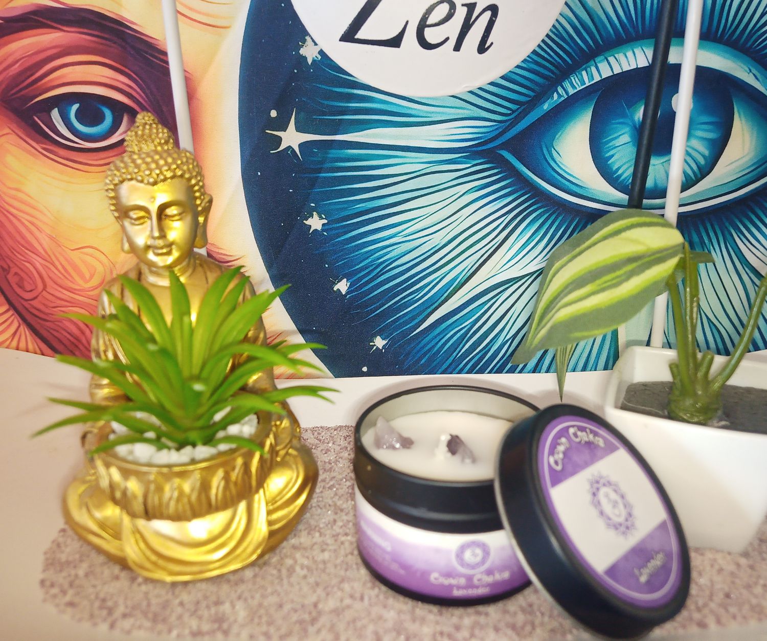 Bougies chakra de la couronne avec Cristal Premium.