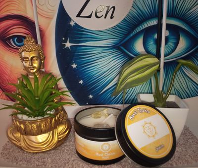 Bougie chakra du nombril cristal Premium