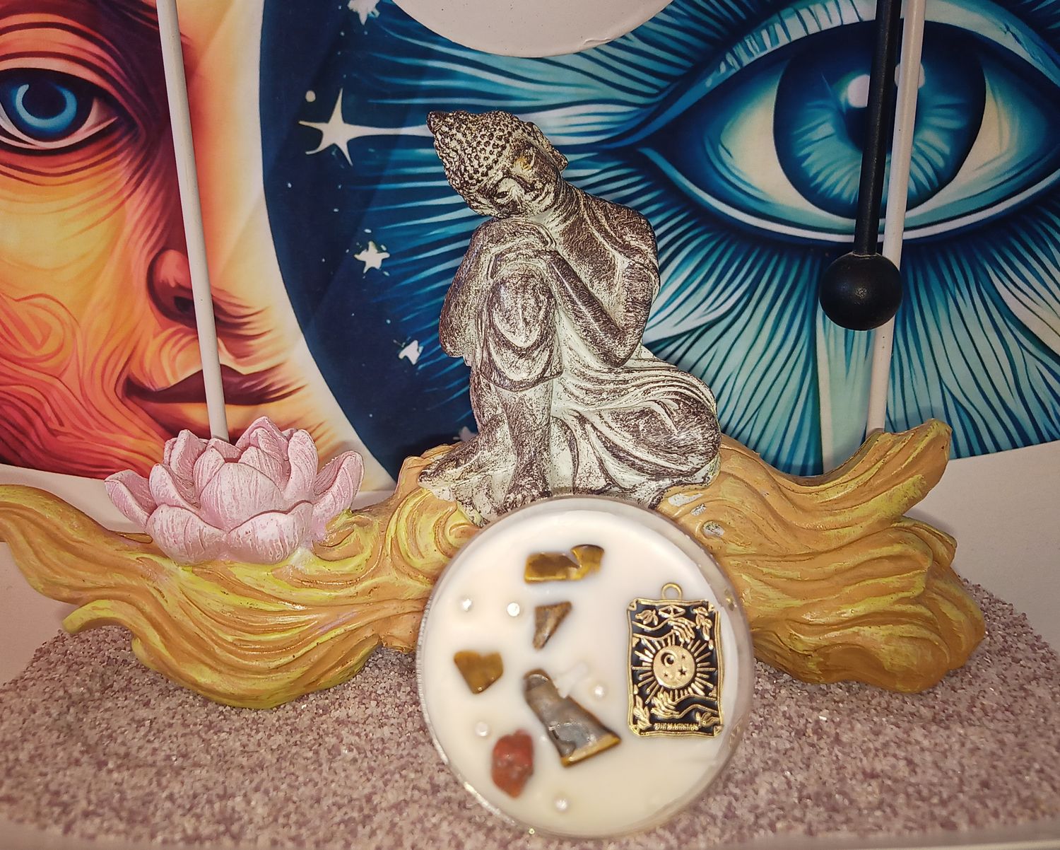 Bougie Tarot avec Œil de Tigre Naturelle (le magicien)