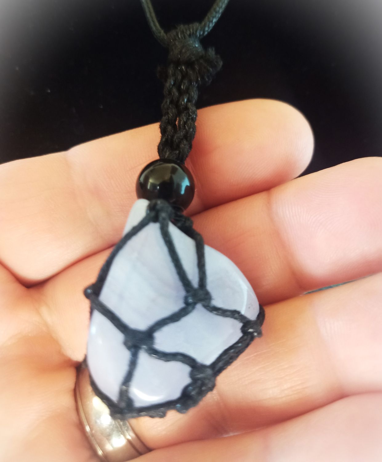 Collier cordon bohème pierre naturelle Angélite