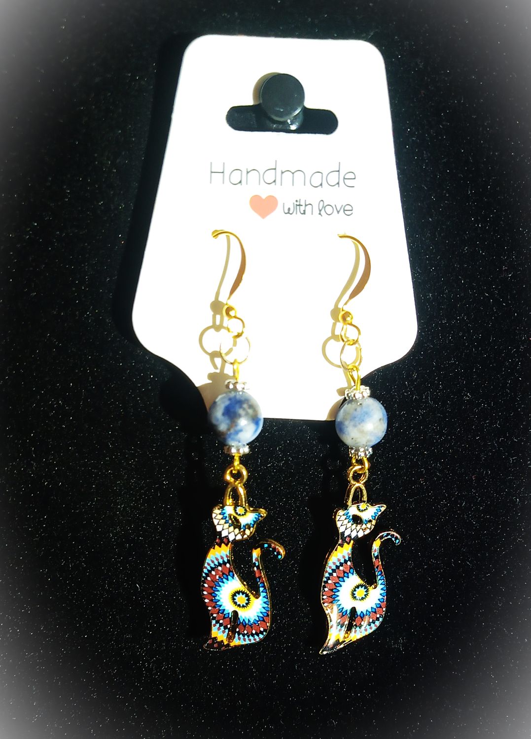 Boucles d&#39;oreilles Sodalite/Chat