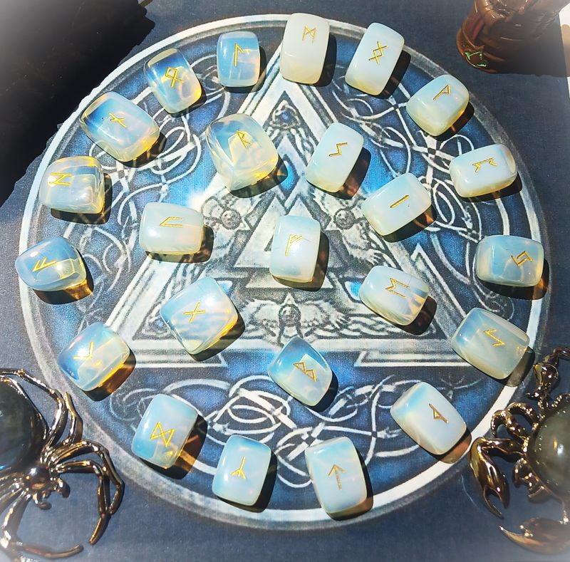 Set 24 Runes opale synthétique