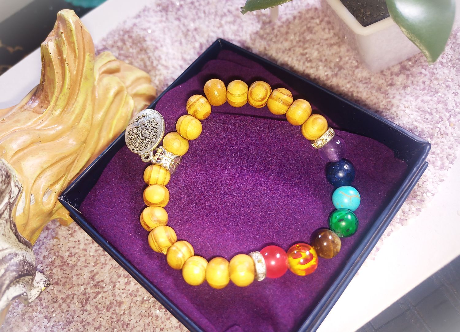 Bracelet 7 Chakras / perles de bois