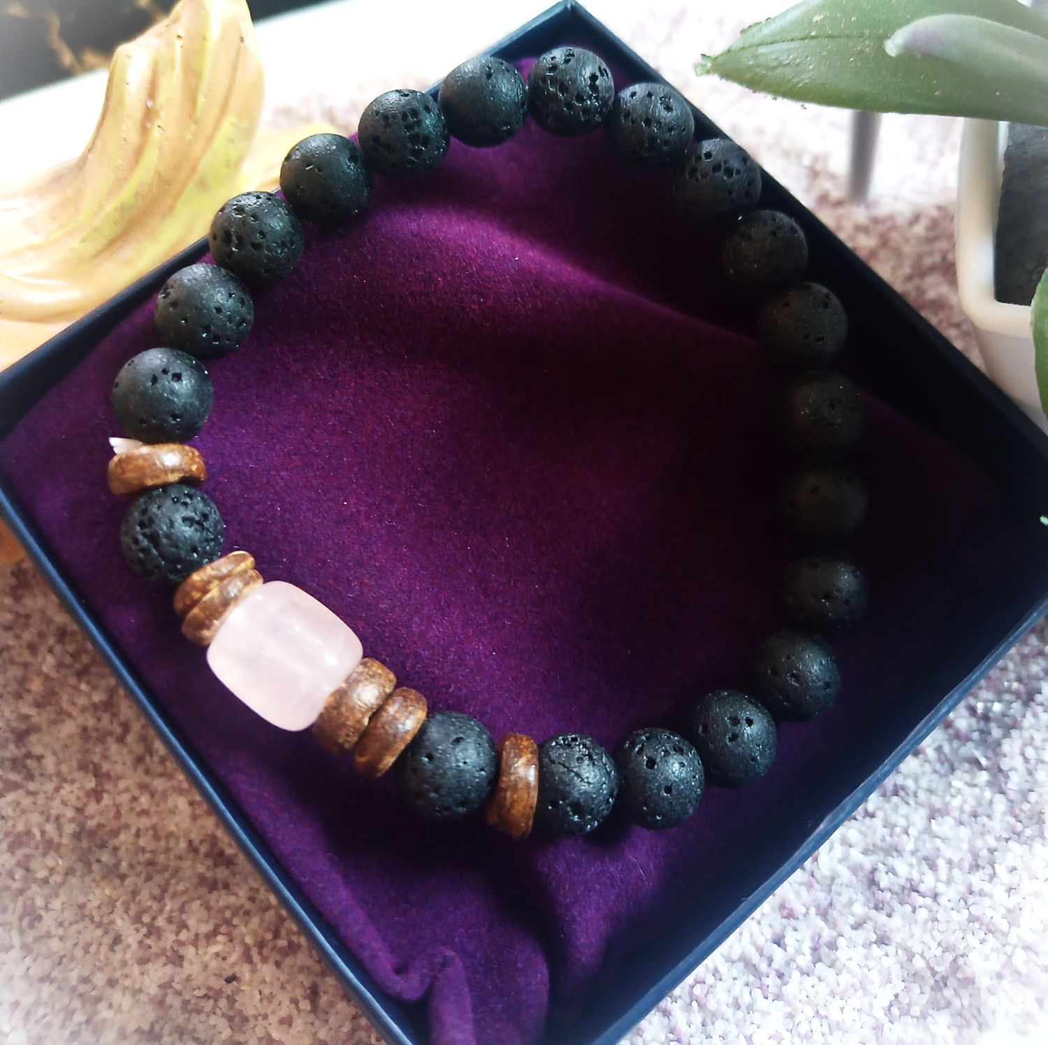 Bracelet pierre naturelle et perle de lave (Au Choix)