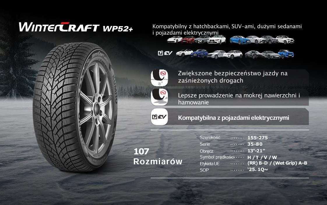215/65R16 98H  Kumho WinterCraft WP52+