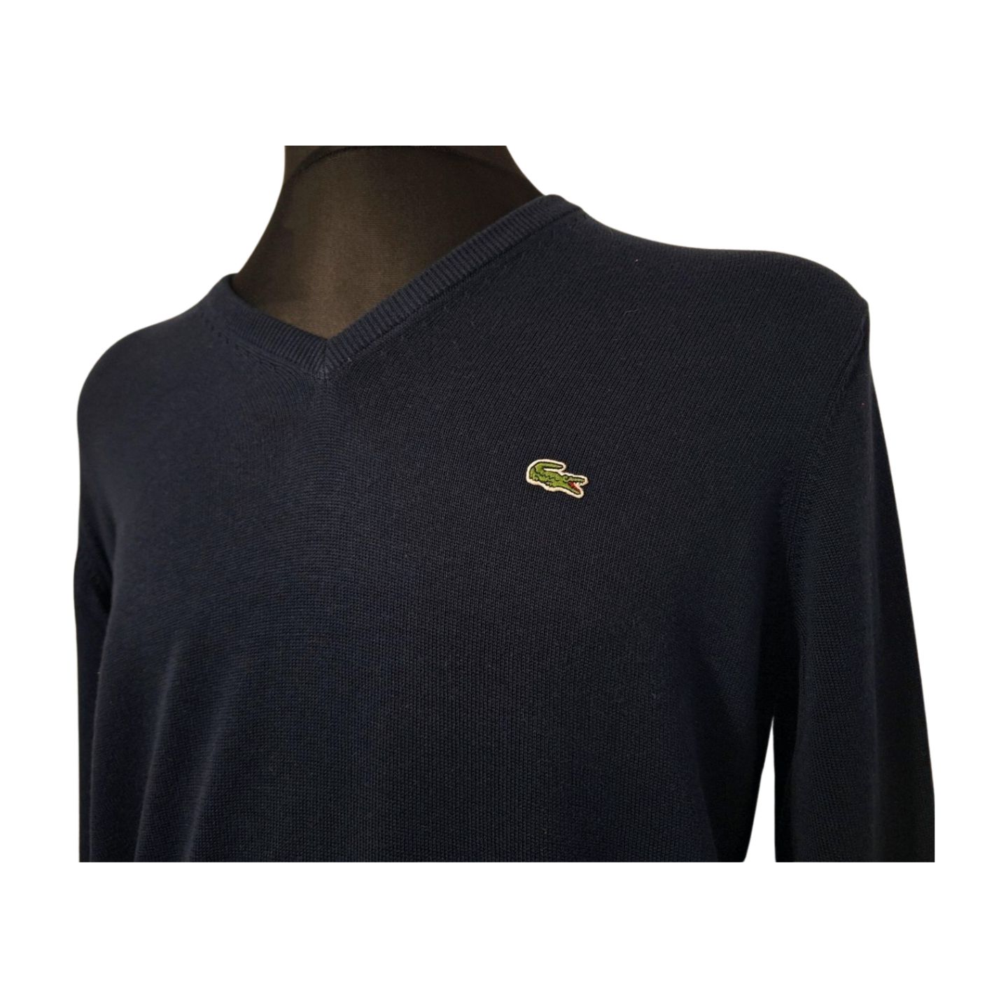 SWETER MĘSKI LACOSTE CZARNY CIENKI CAŁOROCZNY