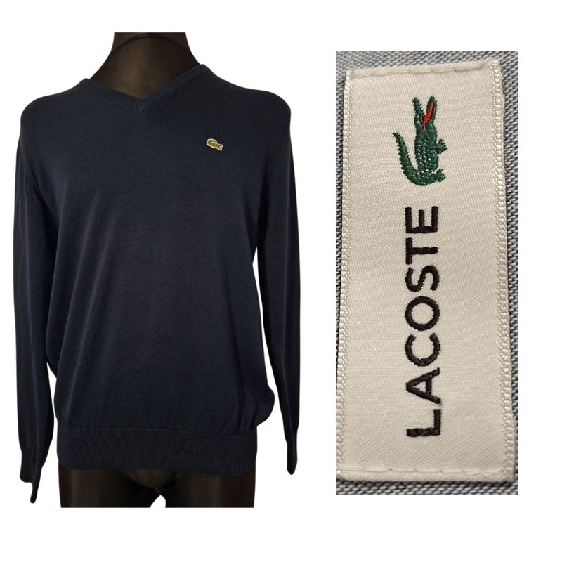 SWETER MĘSKI LACOSTE CZARNY CIENKI CAŁOROCZNY