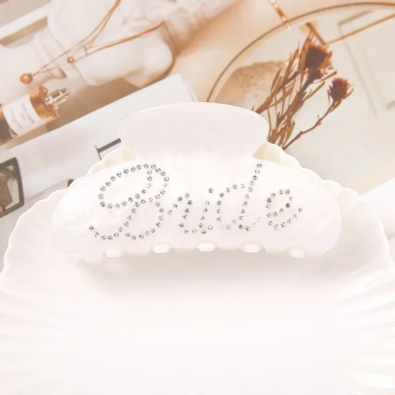 Glitter Bride Claw Clip - White