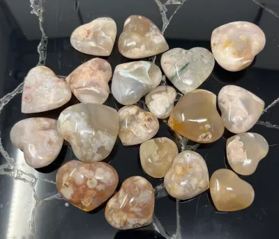 Sakura Flower Agate Heart