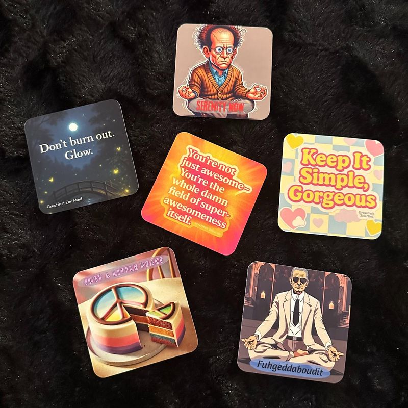Card sets categories images features an array of all six Pocketful of Zen: Karmic Shift sharable cards.