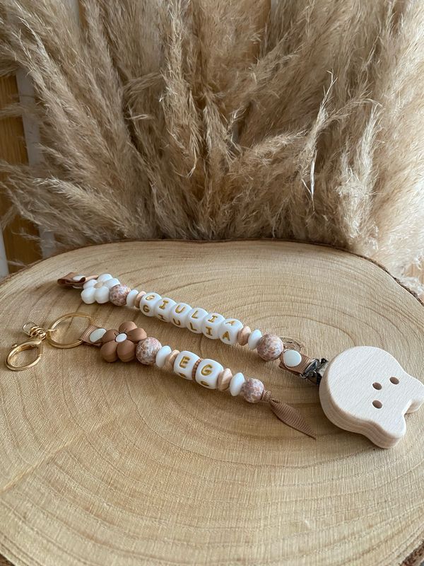 Duo attache tétine fantaisie | Porte clés simple