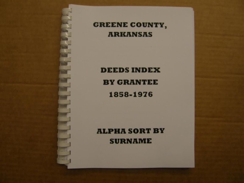 Greene County Deeds Index by Grantee 1858-1976, Alpha sort by Surname of Grantee