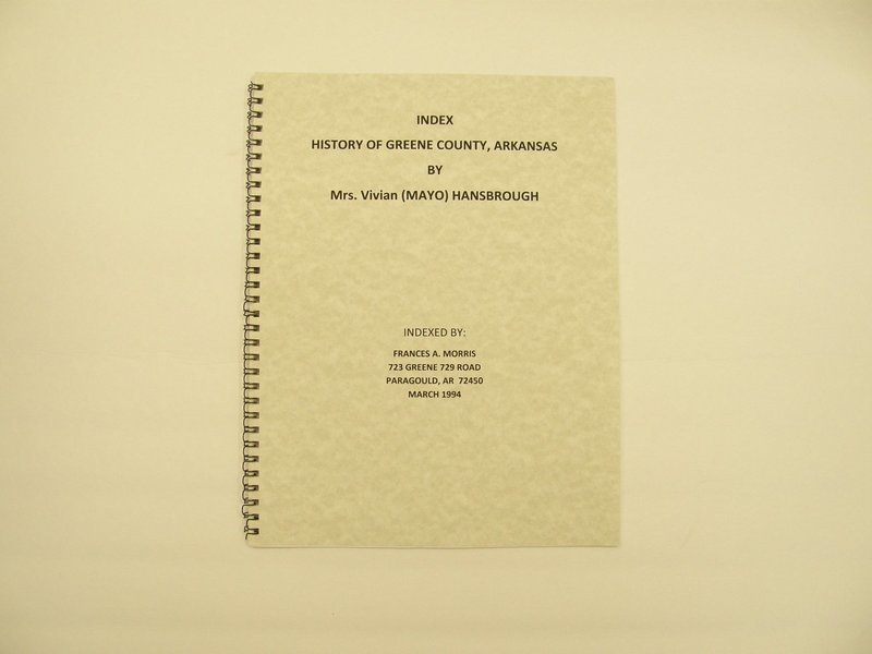 Index to Hansbrough's 1946 "History of Greene County"