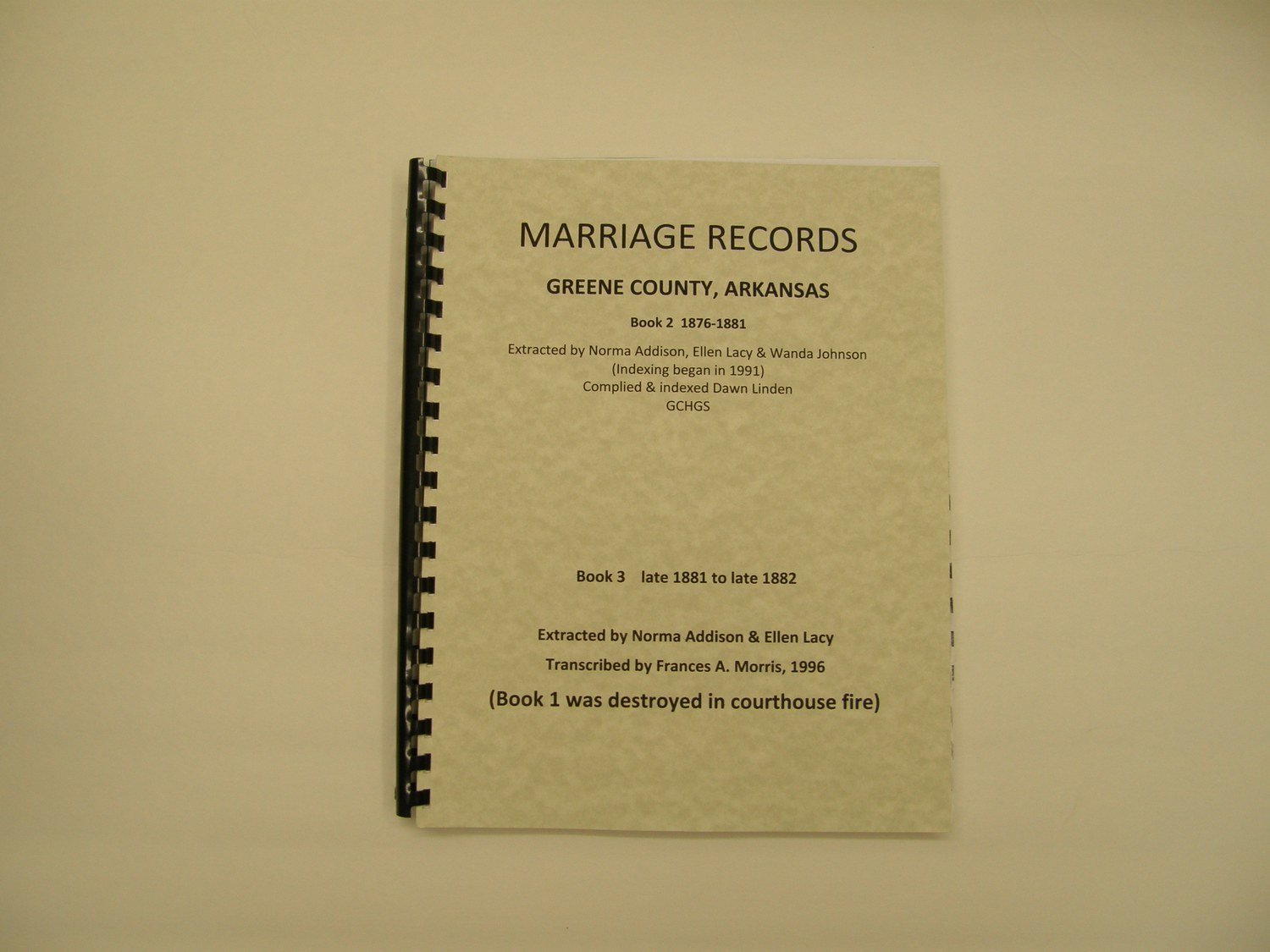 Marriage Book 2 and 3, Greene County, 1876-1881