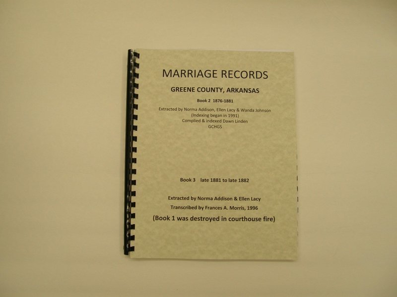 Marriage Book 2 and 3, Greene County, 1876-1881