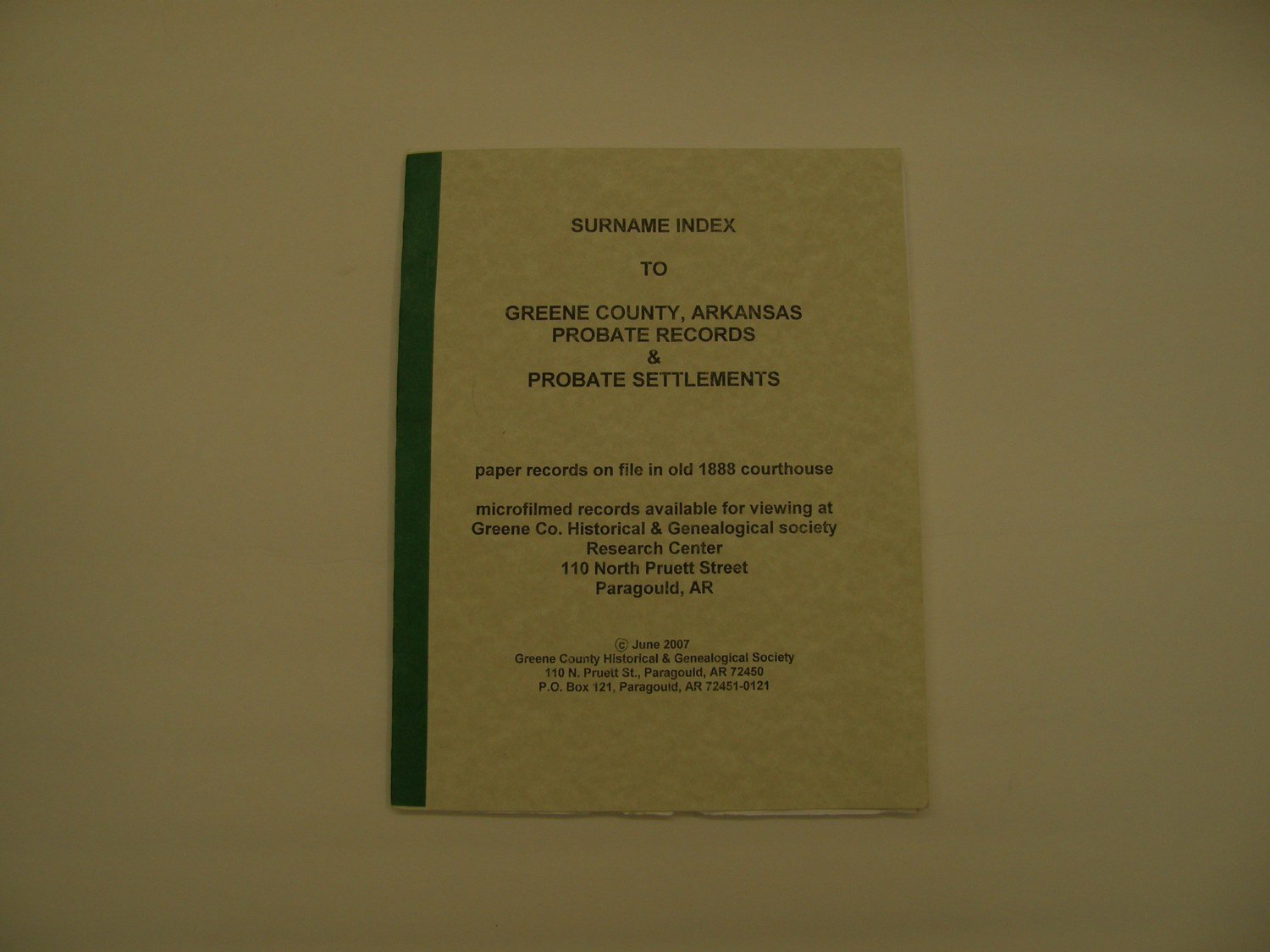 Surname Index to Probate Records on Microfilm