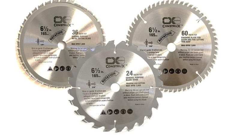 6-1/2&quot;(165 mm) 5/8&quot; Arbor (16mm) pack of 3 (24TCT, 60TCT,36TCT) circular saw blades