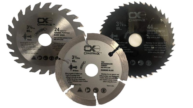3-3/8&quot;(85 mm) 5/8&quot; Arbor (15mm) pack of 3 (24T, 44T, DIAMOND) circular saw blades