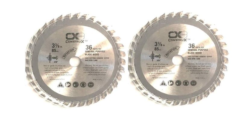 3-3/8&quot;(85mm), 3/8&quot; Arbor(9.5 mm), 36 TCT General Purpose Wood Circular Saw Blade (Pack of 2)
