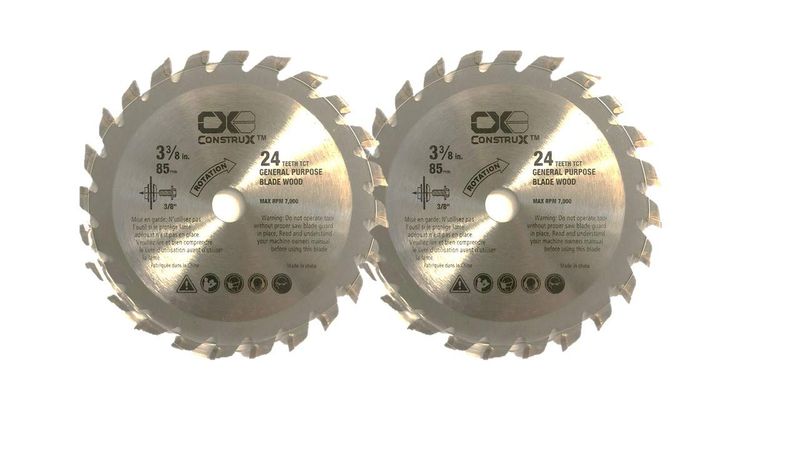 3-3/8&quot;(85mm), 3/8&quot; Arbor(9.5 mm), 24 TCT General Purpose Wood Circular Saw Blade (Pack of 2)