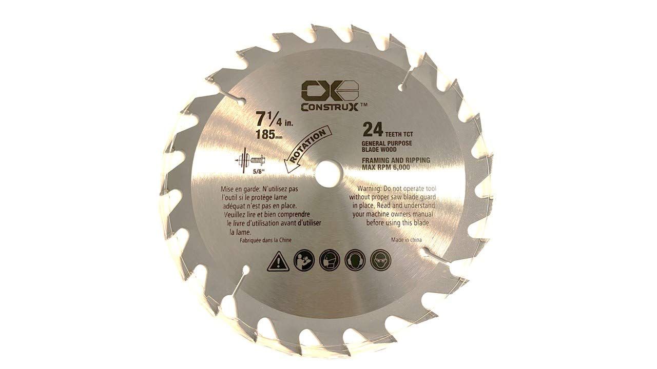 7-1/4&quot;(185mm), 5/8&quot; Arbor(16 mm), 24 TCT General Purpose Wood Circular Saw Blade (Pack of 2)