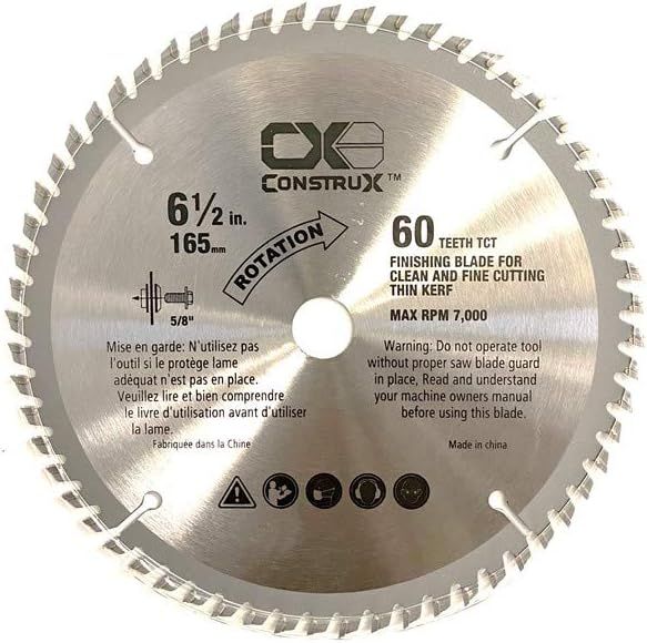 6-1/2&quot;(165mm), 5/8&quot; Arbor(16 mm), 60 TCT Finishing Circular Saw Blade for Clean &amp;fine Cutting