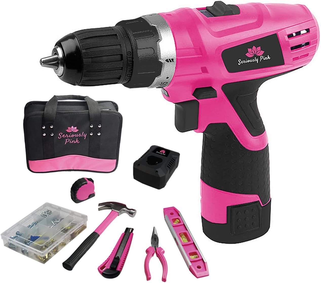 SERIOUSLY PINK 12V Lithium ION Drill/Driver and Hand Tool Essential KIT