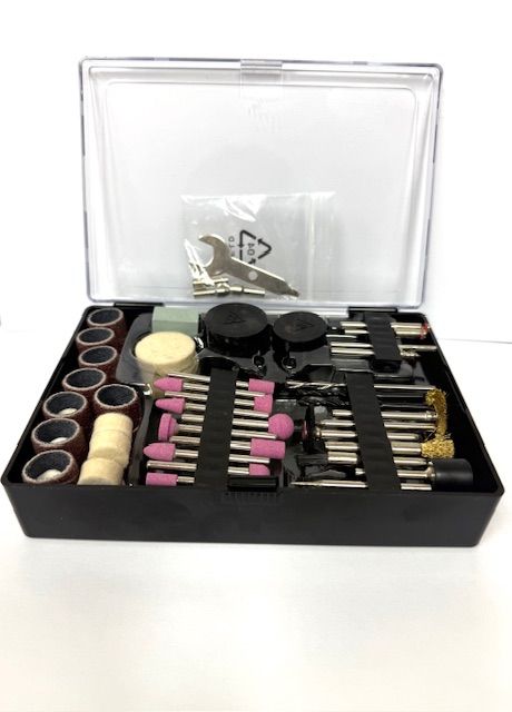 All-in-One Rotary Tool Kit: Includes a wide range of accessories for cutting, sanding, grinding, polishing, and drilling