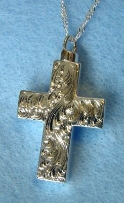 Etched Cross with Chain, Metal Type: Sterling Silver