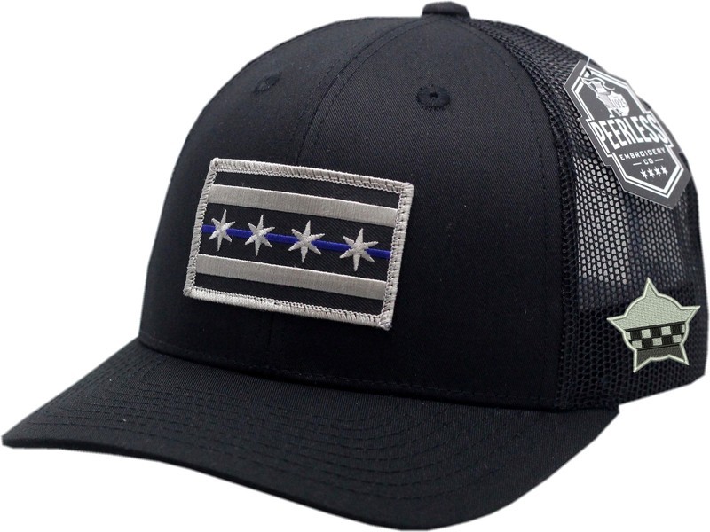 Chicago Flag Blue Line Trucker Mesh Snapback Black/Black