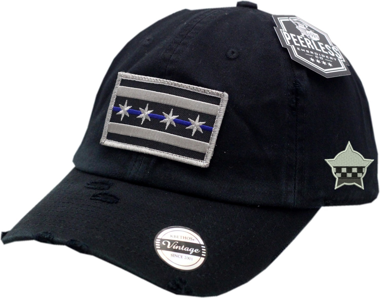 Chicago Flag Blue Line Vintage Hat Slouch Buckle Back