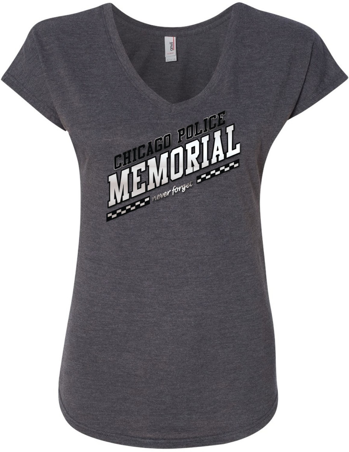 CPD Memorial Women's V-Neck Slanted Logo Grey
