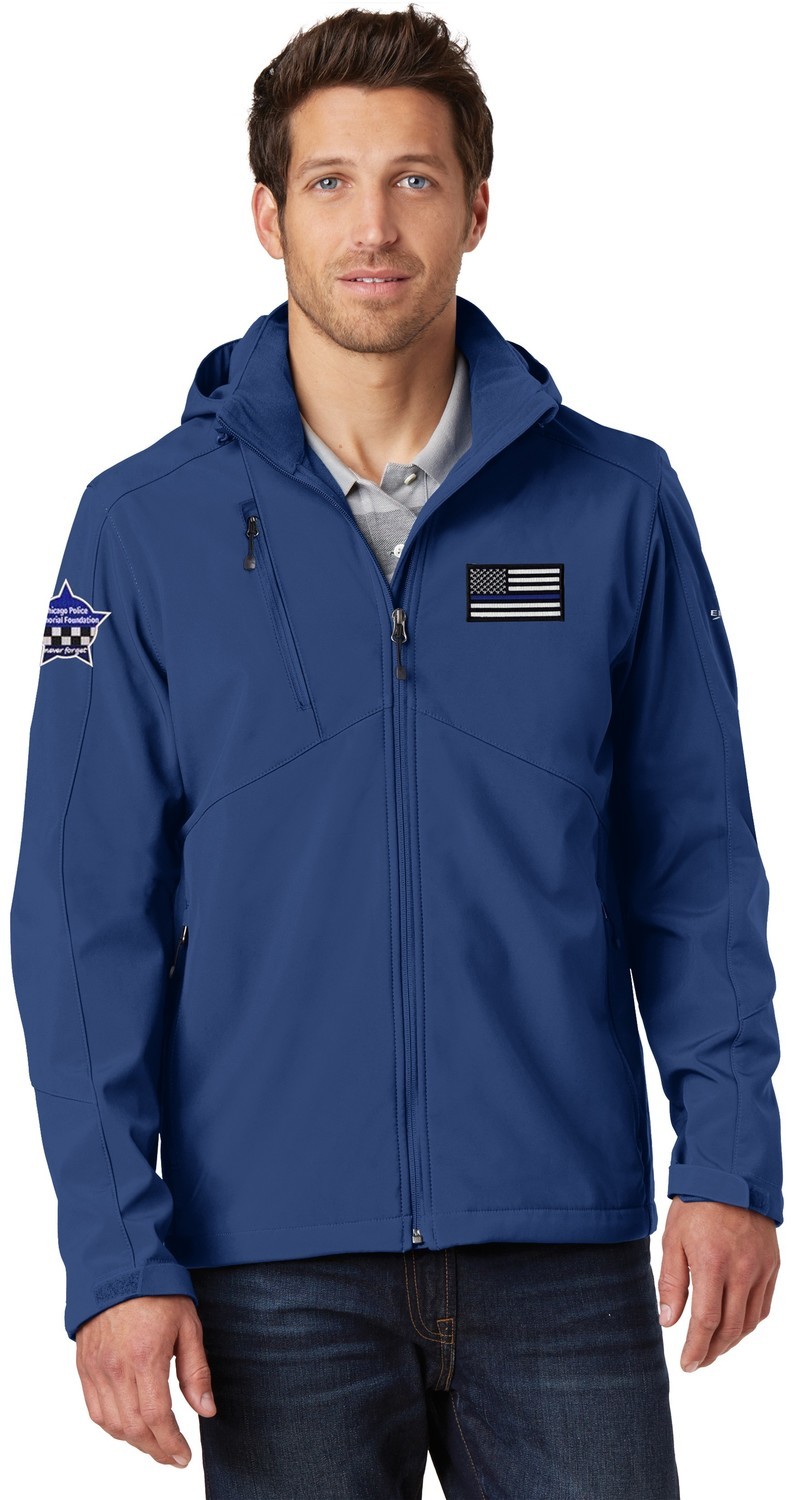 Eddie Bauer American Flag Blue Line W Star Hooded Jacket Soft Shell Parka EB536
