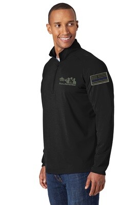 Run To Remember Blue Line Flag Sport-Wick® Stretch 1/2-Zip Pullover Black ST850