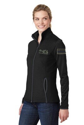 Run To Remember Blue Line Flag Ladies Sport-Wick® Stretch Contrast Full-Zip Jacket LST853