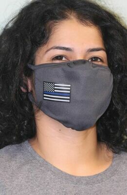 American Flag Blue Line PosiCharge Adjustable Grey Fask Mask