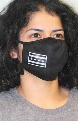 Chicago Flag Blue Line PosiCharge Adjustable Black Fask Mask
