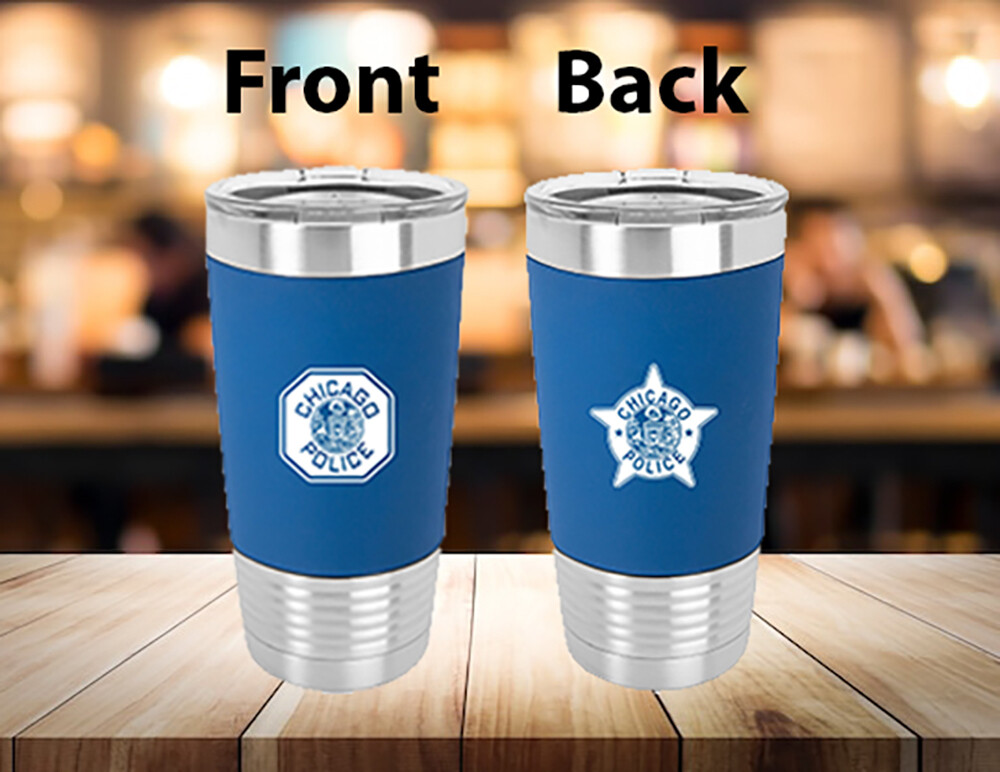 Chicago Police Department Tumbler w/ Silicone Grip & Clear Lid Polar Camel 20oz. Royal