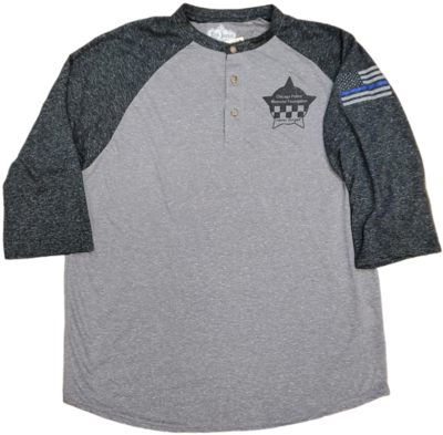 CPD Memorial Henley T-Shirt 3/4 Sleeve Left Sleeve American Flag Blue Line
