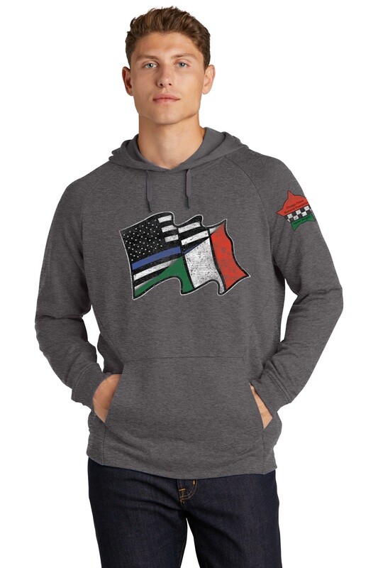 blue line / Irish pullover Hoodie with Irish Memorial Star on sleeve